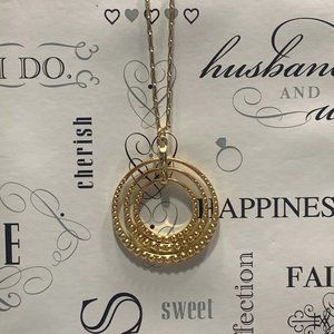 NWOT Marlyn Schiff Gold Three Circle Necklace